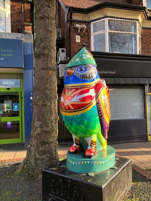 Photo of Wild in Art sculpture trail robin created by Jess Kemp in Sherwood Nottingham